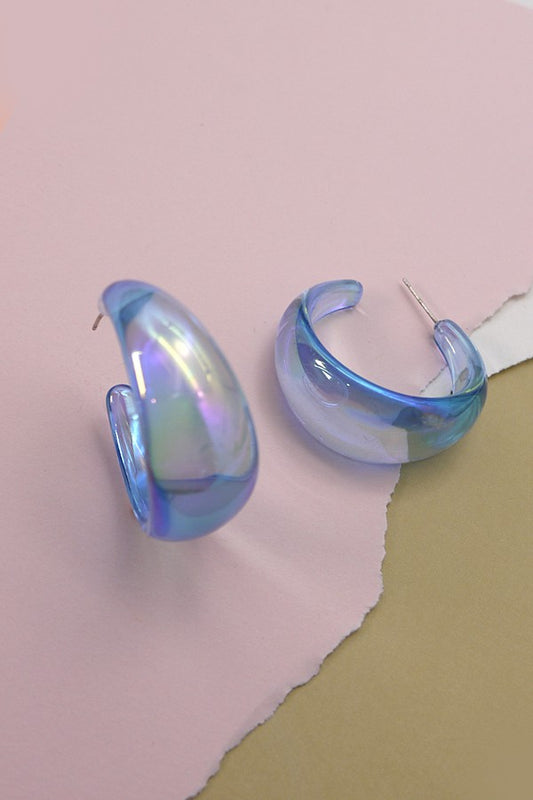 Iridescent Wide Round Hoop Earrings