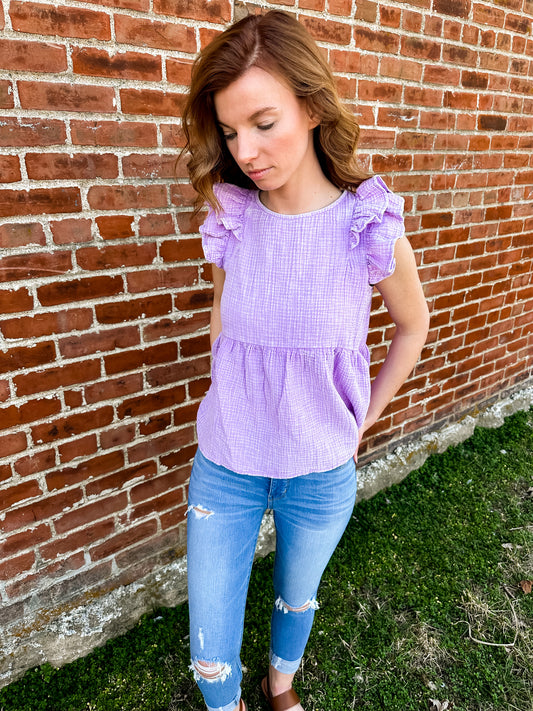 Ruffle Sleeve Baby Doll Top