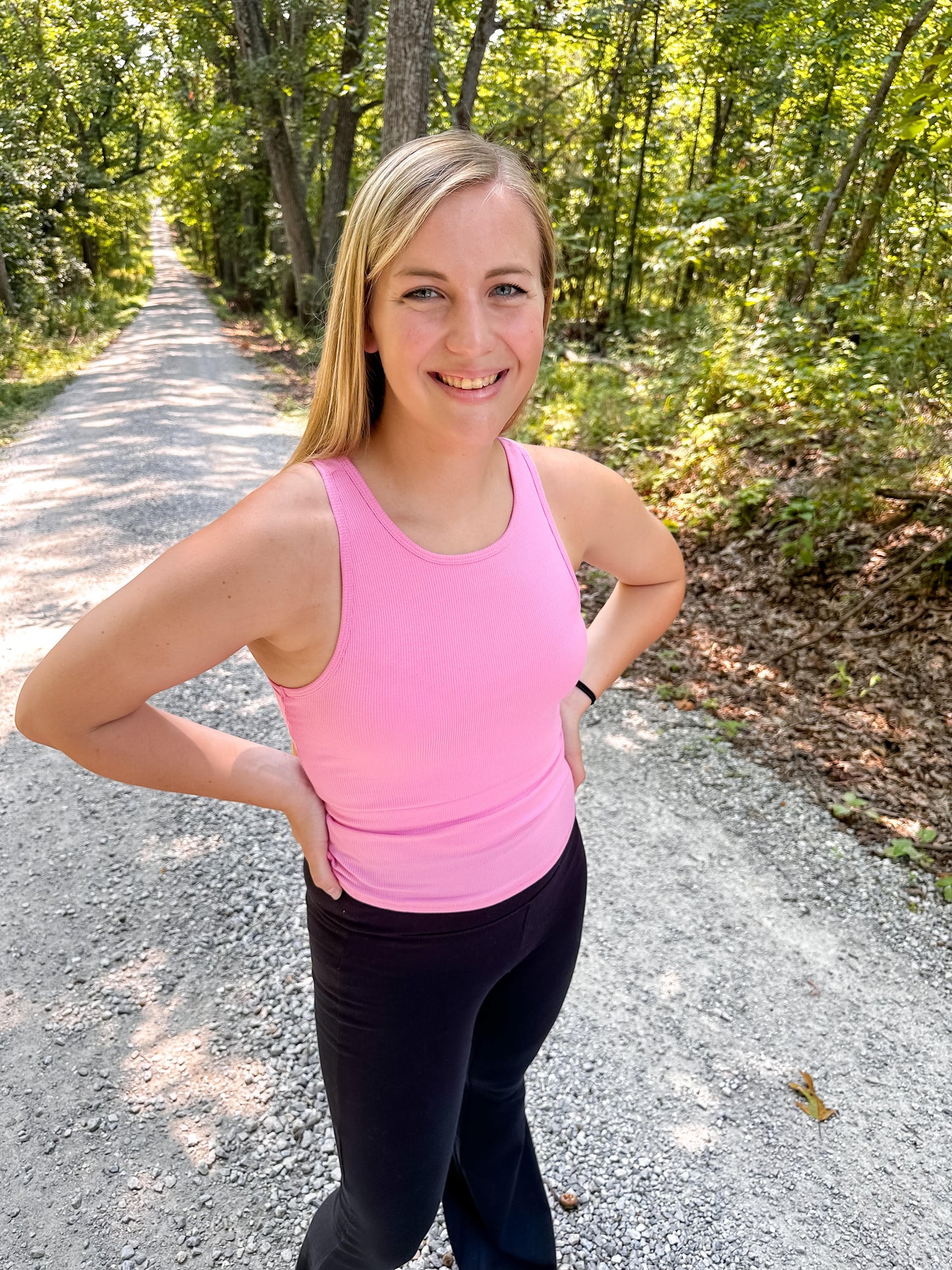 Racer Back Ribbed Tank with Built in Bra