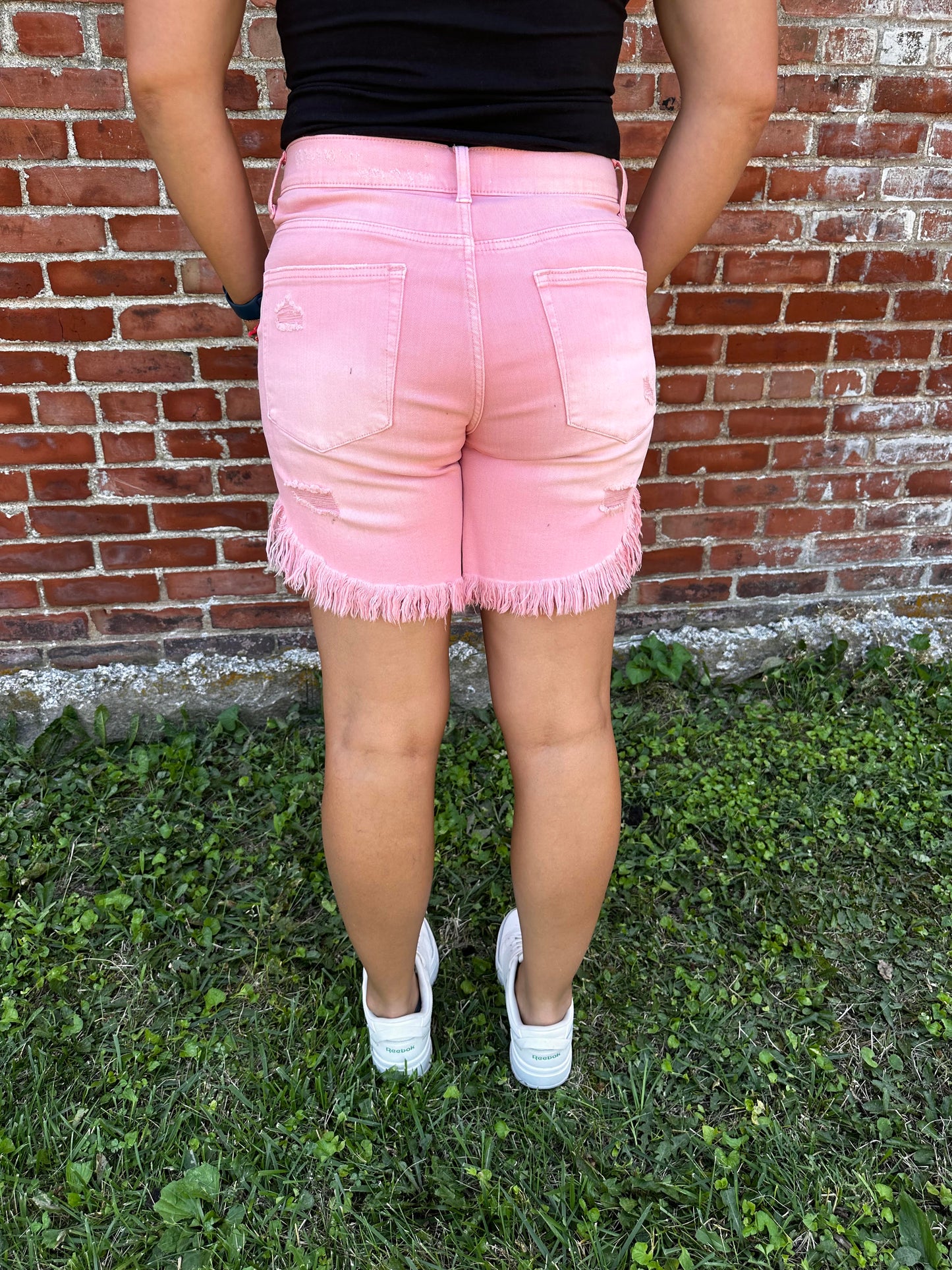 Pretty in Pink Frayed Hem Shorts