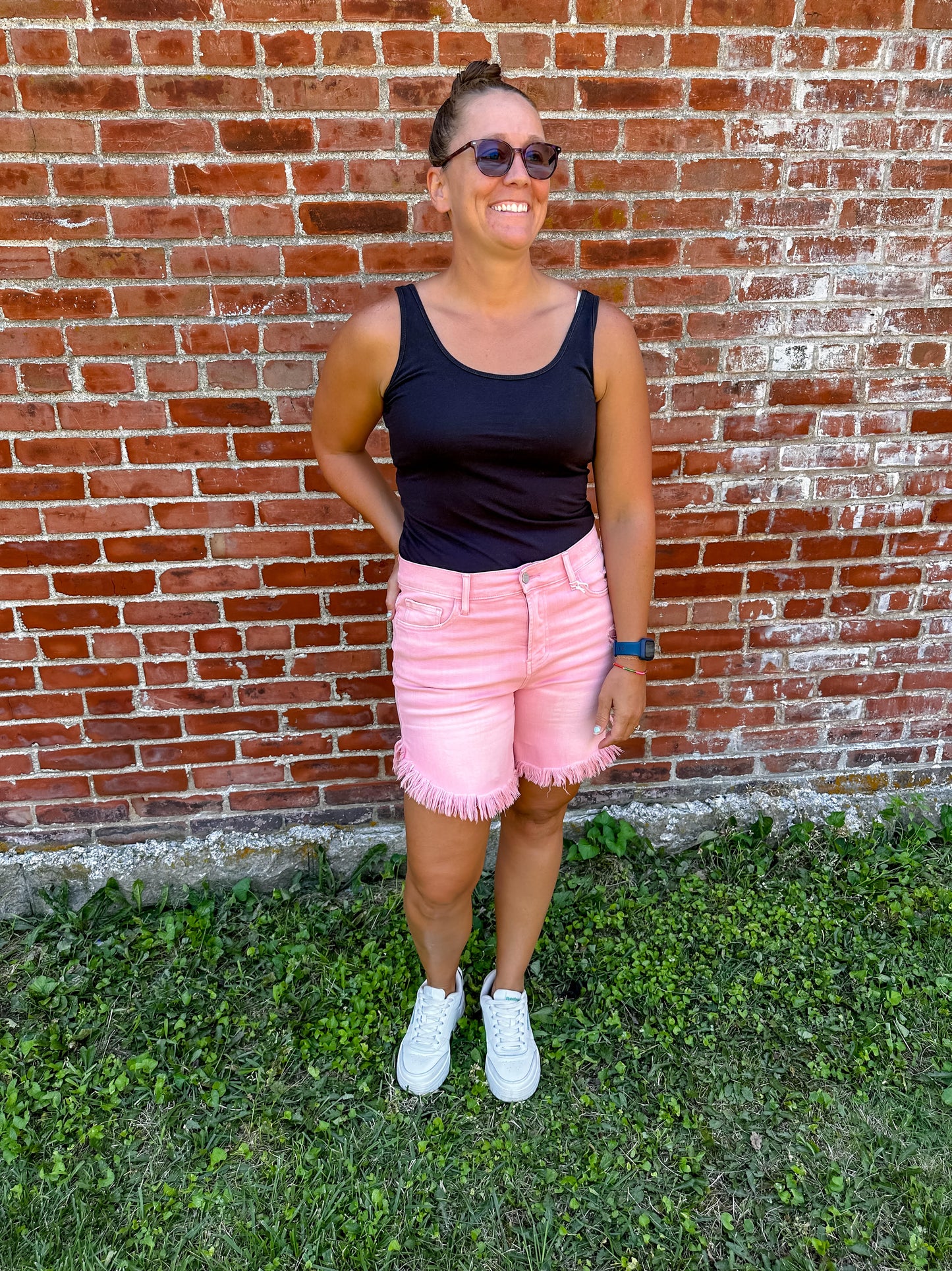 Pretty in Pink Frayed Hem Shorts